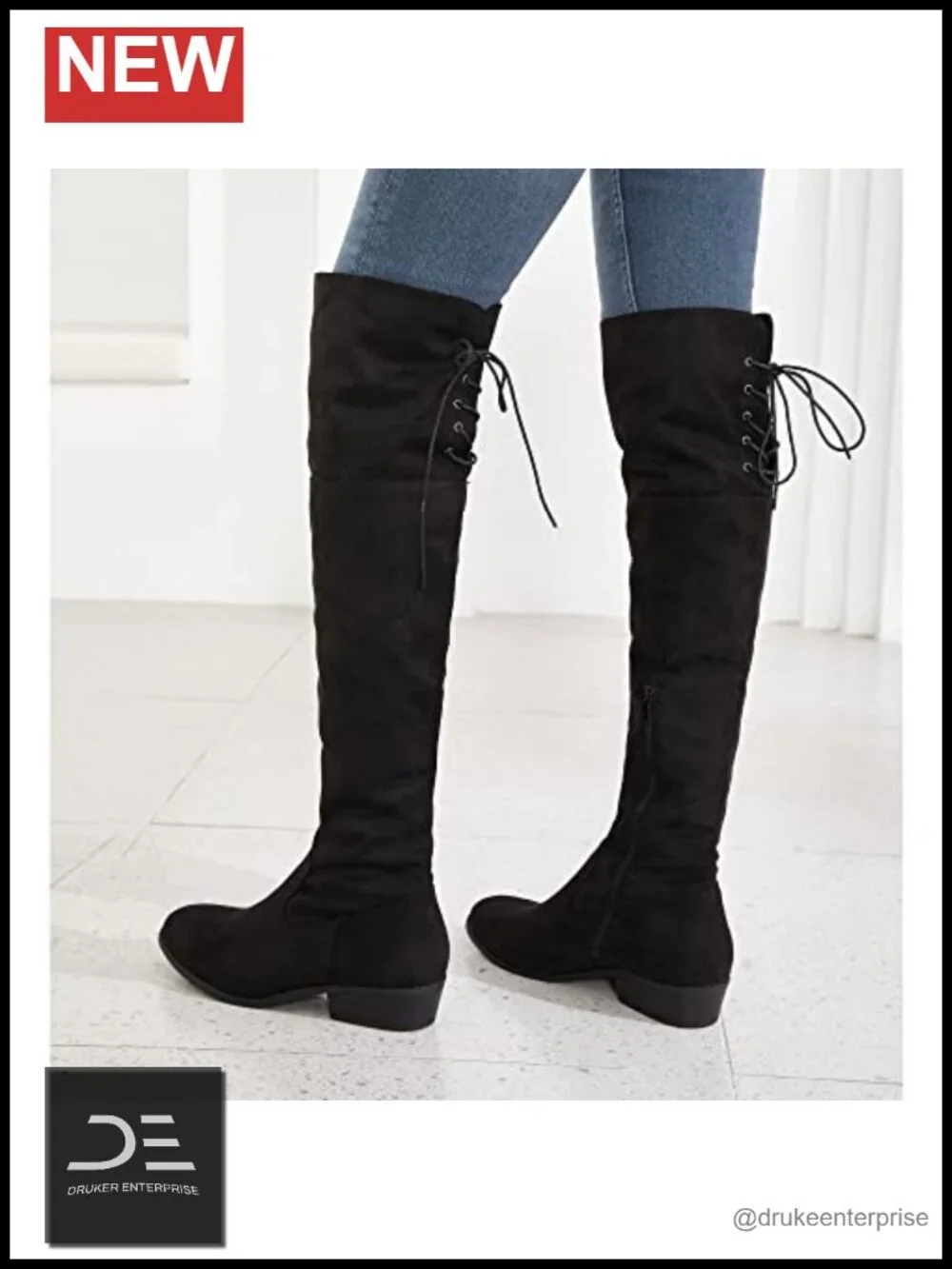Hawkwell Women's Over the Knee Boots Faux Suede Low Block Heel Round Toe Thigh